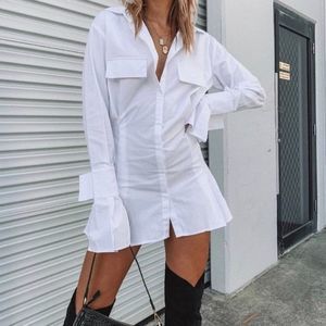 Lioness white button down shirt mini dress sz M med (j4479)